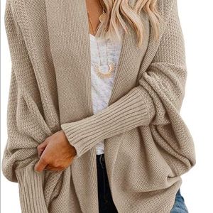Kimono Batwing Cable Knitted Slouchy Oversized Wrap Cardigan Sweater